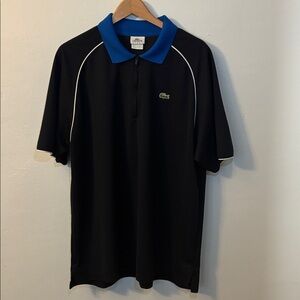 Lacoste Sport Black Blue Tipped Half Zip Men's Performance Polo Shirt Size XXL